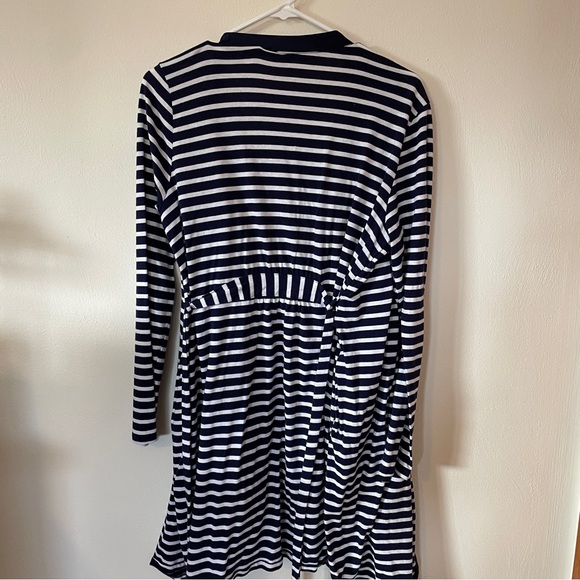 Motherhood Maternity Navy and White Striped Robe and Nightgown set - size L - Picture 4 of 4